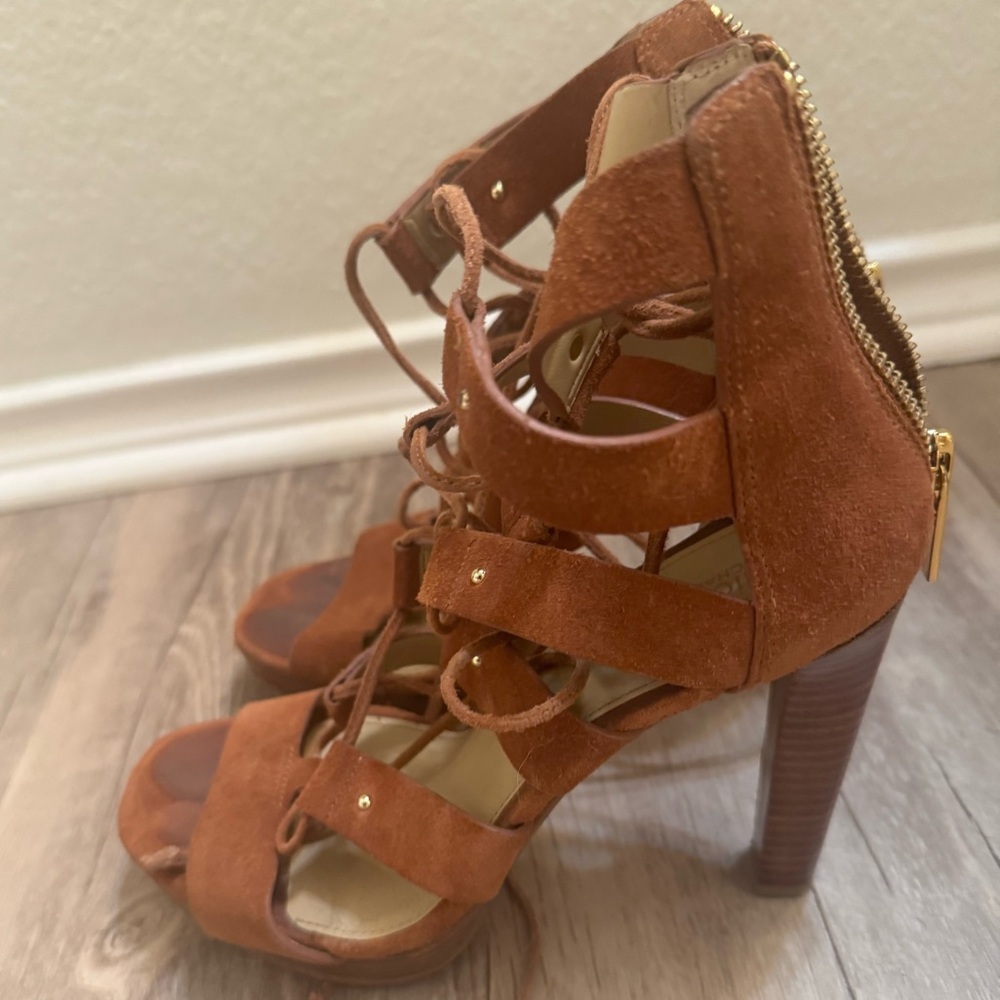 Michael Kors Tan Gladiator Sandals with Chunky Heel